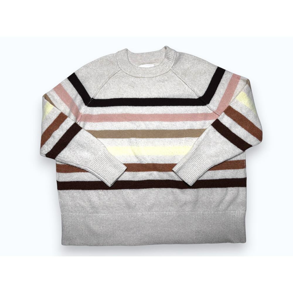 Aerie Striped Crewneck Oversized Pastel Relaxed Brush Knit